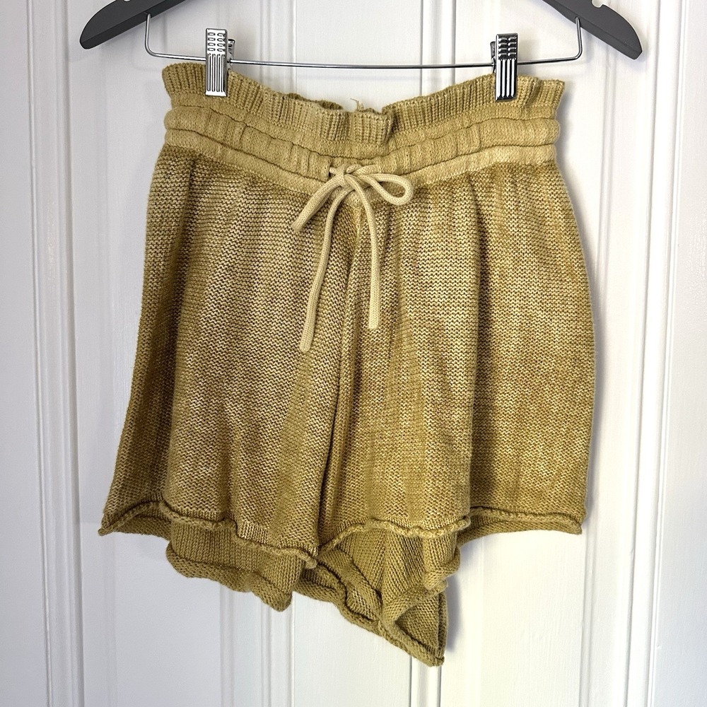 Free People Summertime Blues Knit High Waist Shorts Small Tan‎